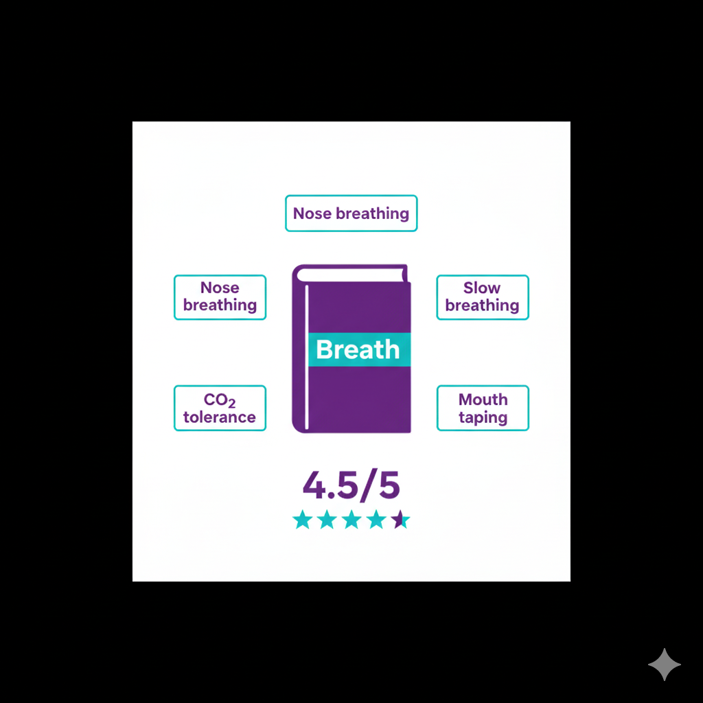 Review du livre "Respirez" de James Nestor avec points clés : respiration nasale, respiration lente, tolérance au CO2, taping buccal