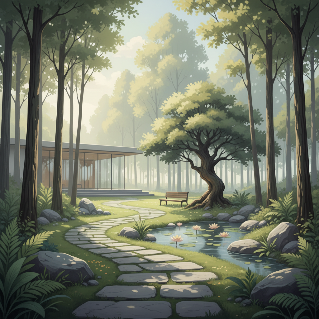 Chaque centre possède un parcours de marche paisible pour encourager la méditation et le calme. On y trouve rapidement sa routine